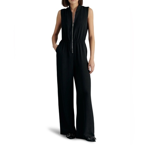 Tahari Women Jumpsuit XL Black Zip Front Sleeveless Contemporary Cocktail Preppy - Picture 3 of 17